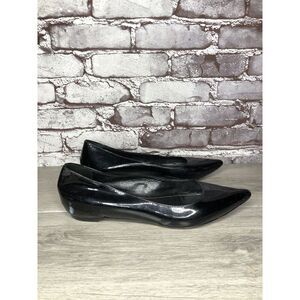 Sergio Rossi Black Patent Leather Pointed Toe Ballet Flats Women Sz 39EU/8.5M US